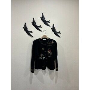 Vintage Atelier Sagan Hand Embroidered Wool Cashmere Blend Cardigan Sweater - M